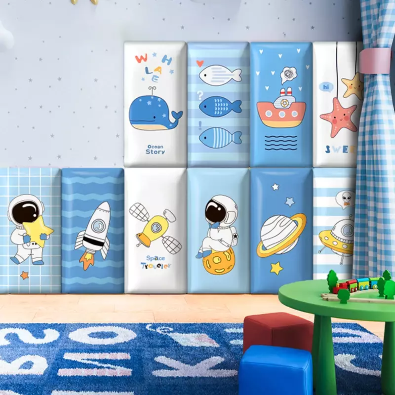 Desenhos animados Animal Anti-colisão Wallpaper para o quarto das crianças, cama cabeceira adesivo, Decalques do berçário, Bed Board
