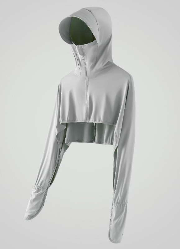 Jaket Yoga pelindung UV olahraga luar ruangan 2024 dengan topi wanita pakaian tabir surya lari mantel Crop mendaki bersepeda perlindungan matahari