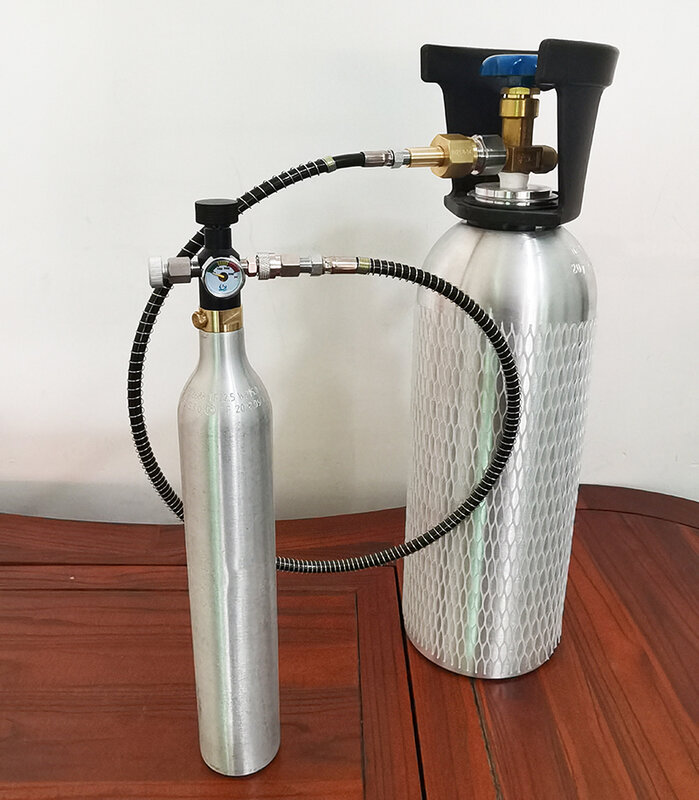 Soda Water Air Connect Co2 Cylinder Tank (TR21-4 Thread Type) Refill Adaptor With Hose Gauge Kit W21.8-14 G3/4 CGA320 Connector