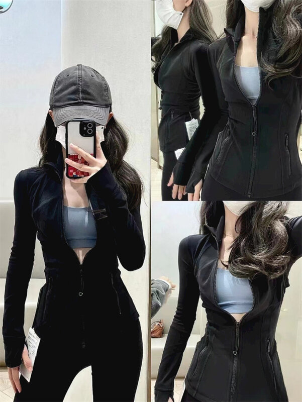Womens Yoga Clothes Women Jacket Long Sleeve Zipper Gym Sports Fitness Slim Fit Jackets Outdoor Casual Sun Protection Clothing