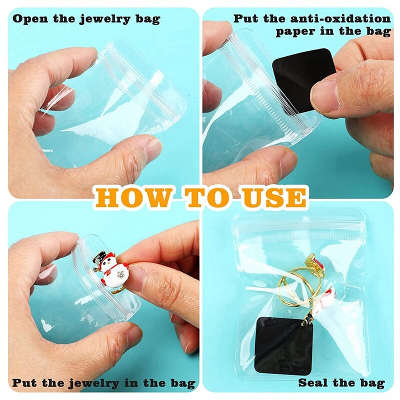 Clear Jewelry Plastic Zipper Closure Bags Sets, Anti-Tarnish Paper Tab, Tiras para Gift Card, 120pcs