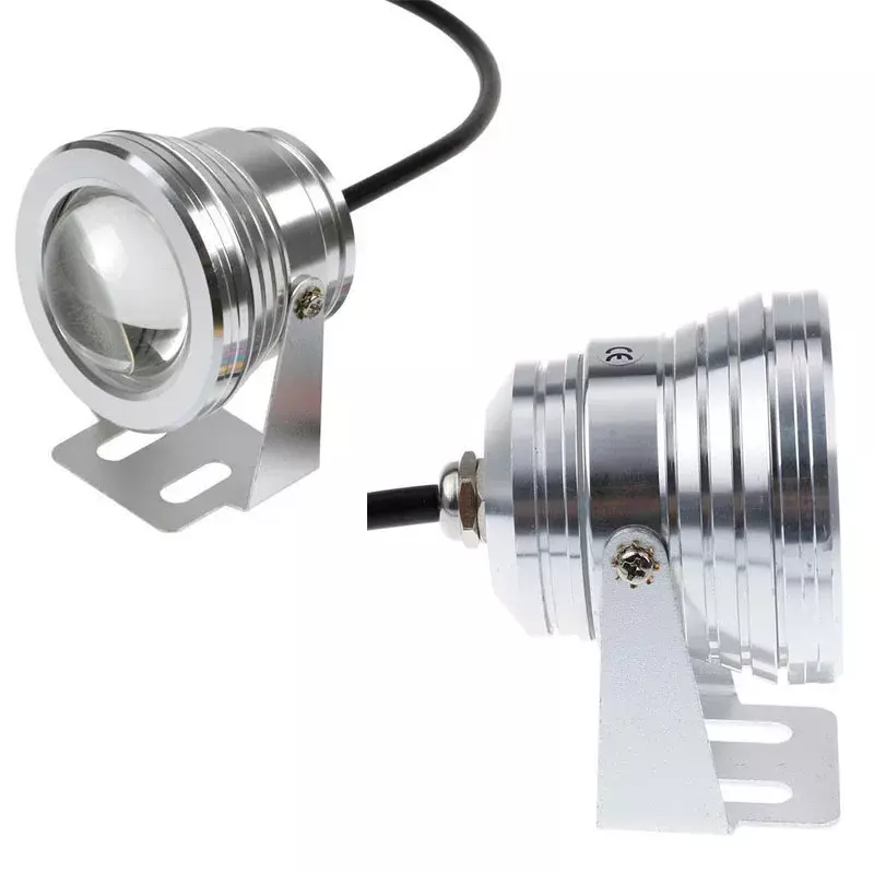 AC 85 v-265 V 10W lensa datar atau cembung, lampu sorot LED bawah air tahan air lampu mobil cangkang perak bohlam persegi