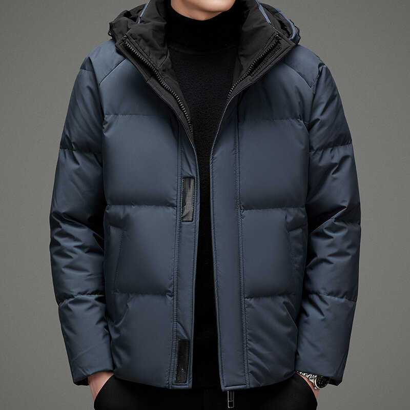 2024 winter explosive men's fashion casual hooded down jacket warm men's coat