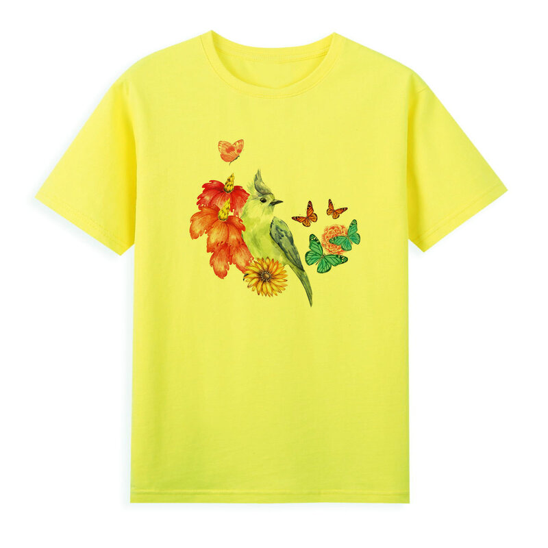 Nova flor-pássaro borboleta t-shirts vender verão camisetas pessoais alta qualidade ar-permeável topos a041