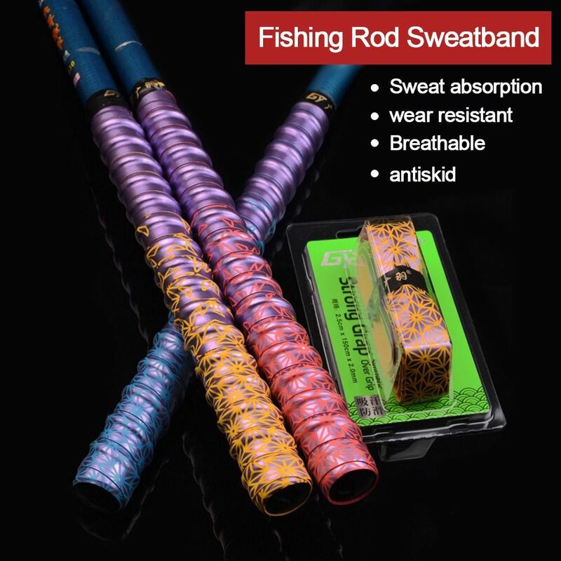 Gradient Colorful Fishing Rod Sweatband Thickened Anti Slip Racket Grip Tape Badminton Overgrip Badminton