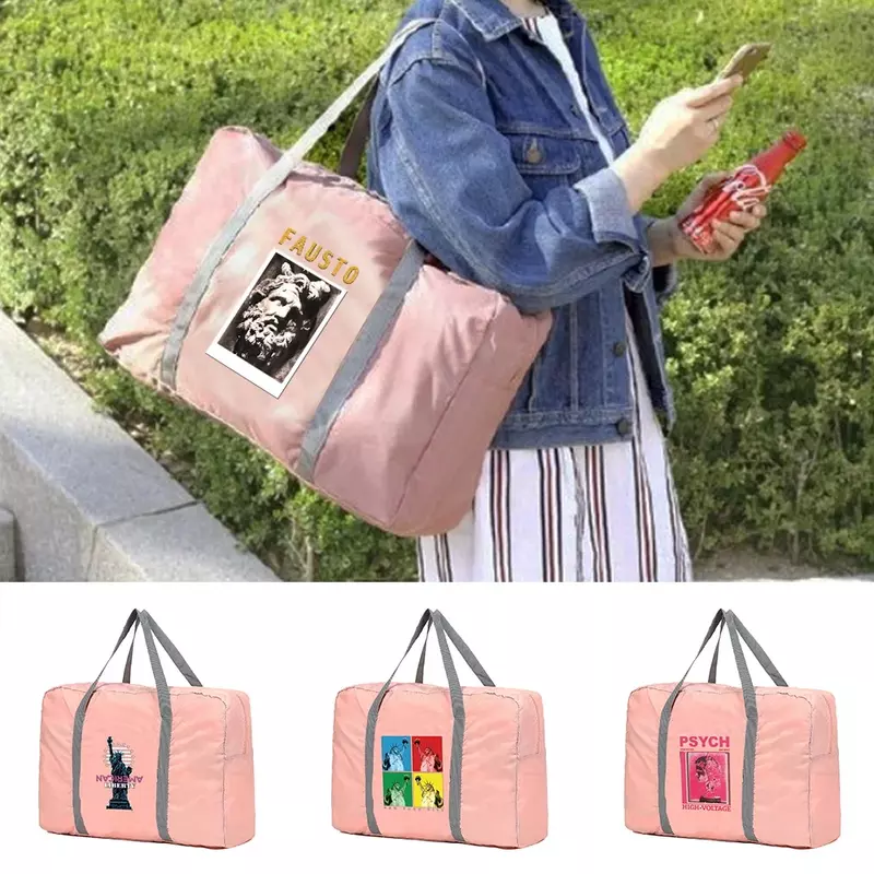 Дорожная сумка-тоут, вместительный органайзер для одежды с узором из скульптур, модная женская сумка для выходных, дорожные сумки для переноски