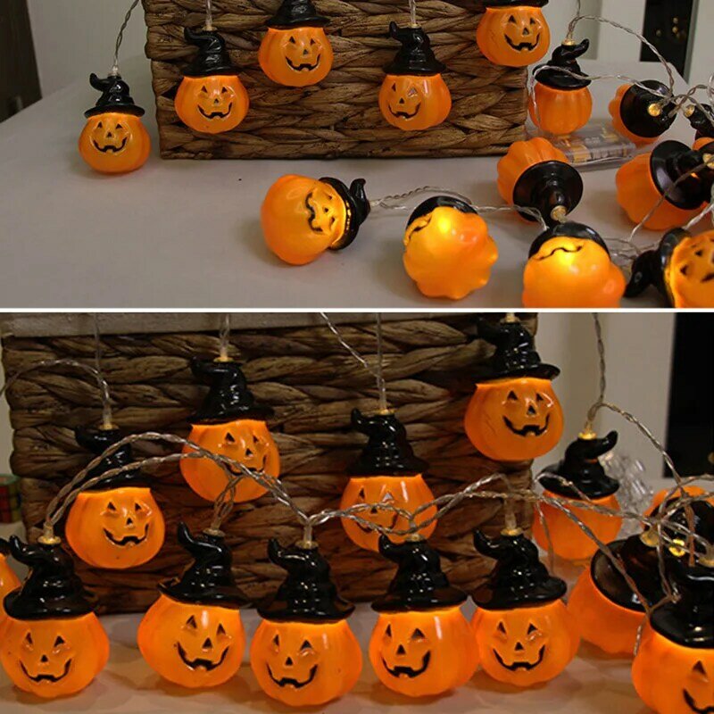 Lampu tali Halloween 8 mode lampu liburan untuk dekorasi pesta Halloween