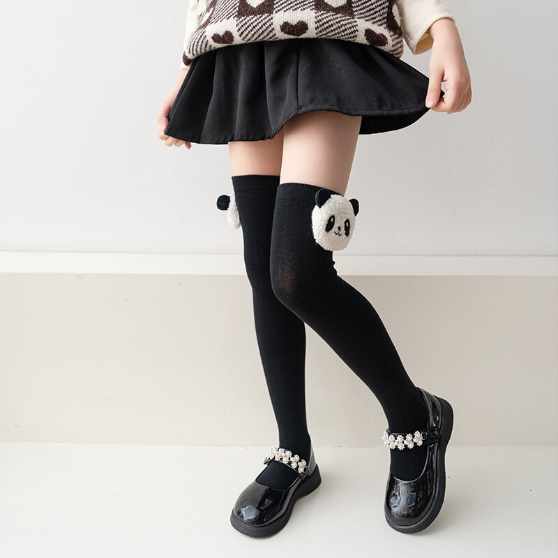 Wiosenne dziewczynki śliczna kreskówka pończochy zwierzęta Panda/szczeniak/króliczek na kolanach dzieci JK długie skarpetki bawełniane