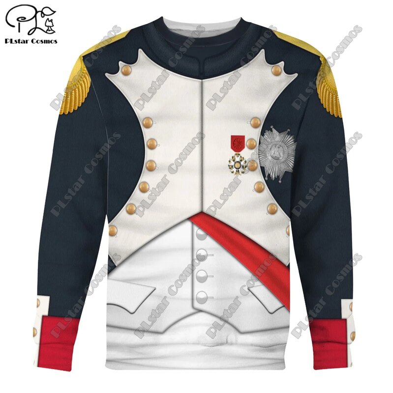 Piechota francuski szlachetny żołnierz mundur z kapturem z nadrukiem 3D Street damski męski sweter/bluza/bluza z kapturem na zamek A13