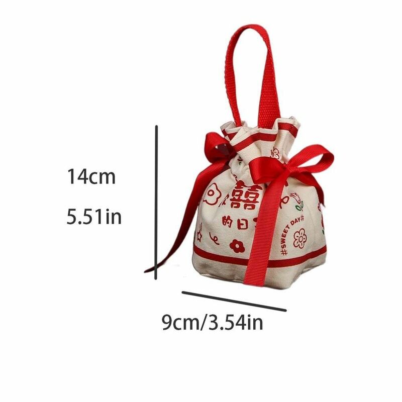 Tas serut kanvas huruf gaya Korea tas gula meriah kapasitas besar tas tangan bunga ember kecil