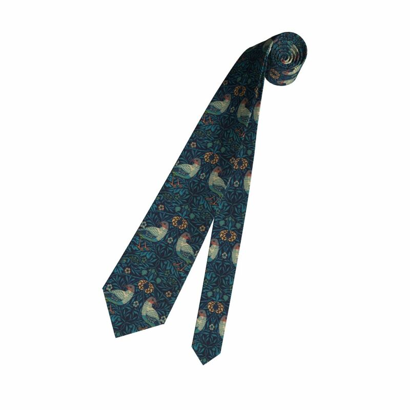 Fashion Bird By William Morris Necktie for Men Custom Silk Textile Pattern Party Ties