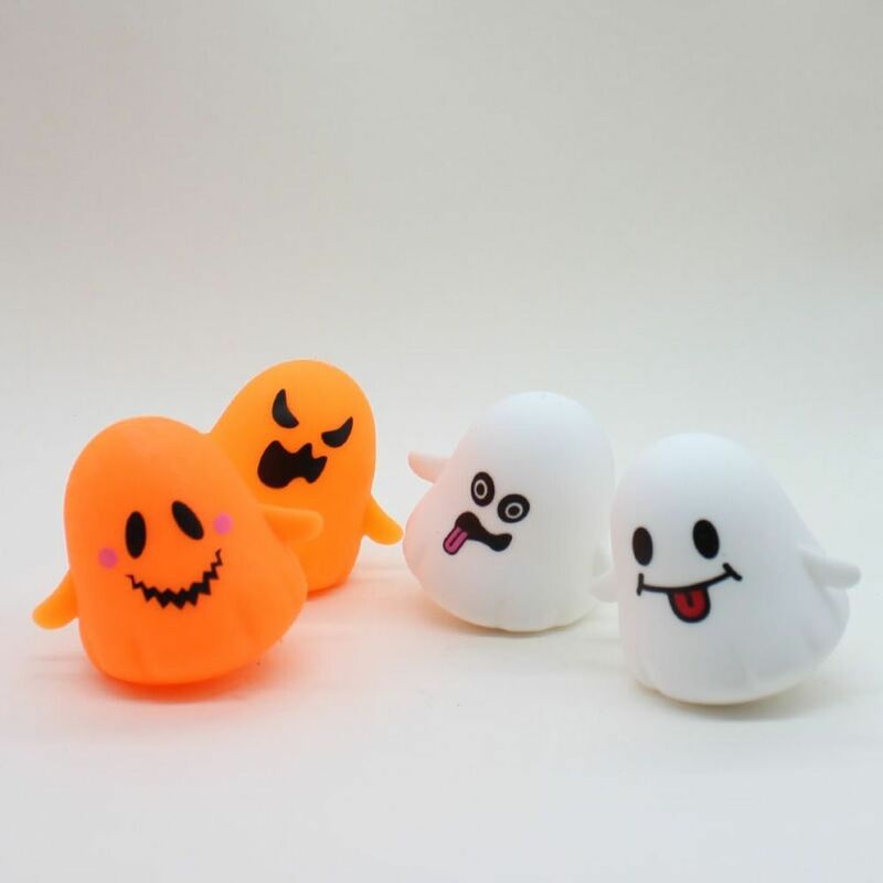 Glowing Halloween Pumpkin Fidget Toy Ghost Pumpkin Slow Rising Squeeze Ghost Skull Fidget Glowing Ghost Pinch Ball Kids Gifts