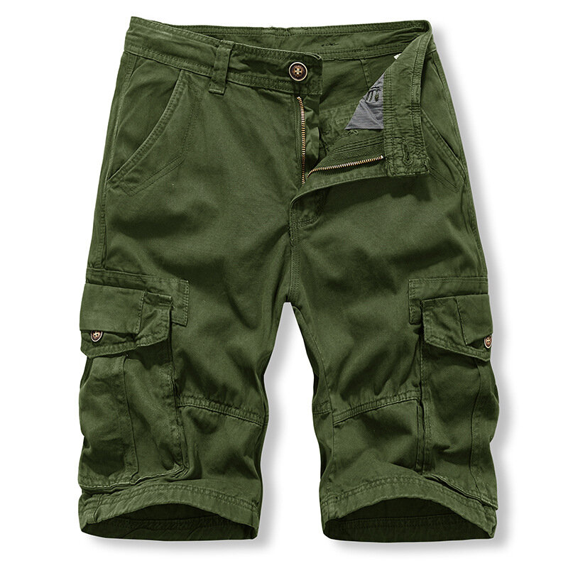 Letnie szorty Cargo męskie stylowe spodnie Cargo z wieloma kieszeniami na zewnątrz męskie w jednolitym kolorze bermudy