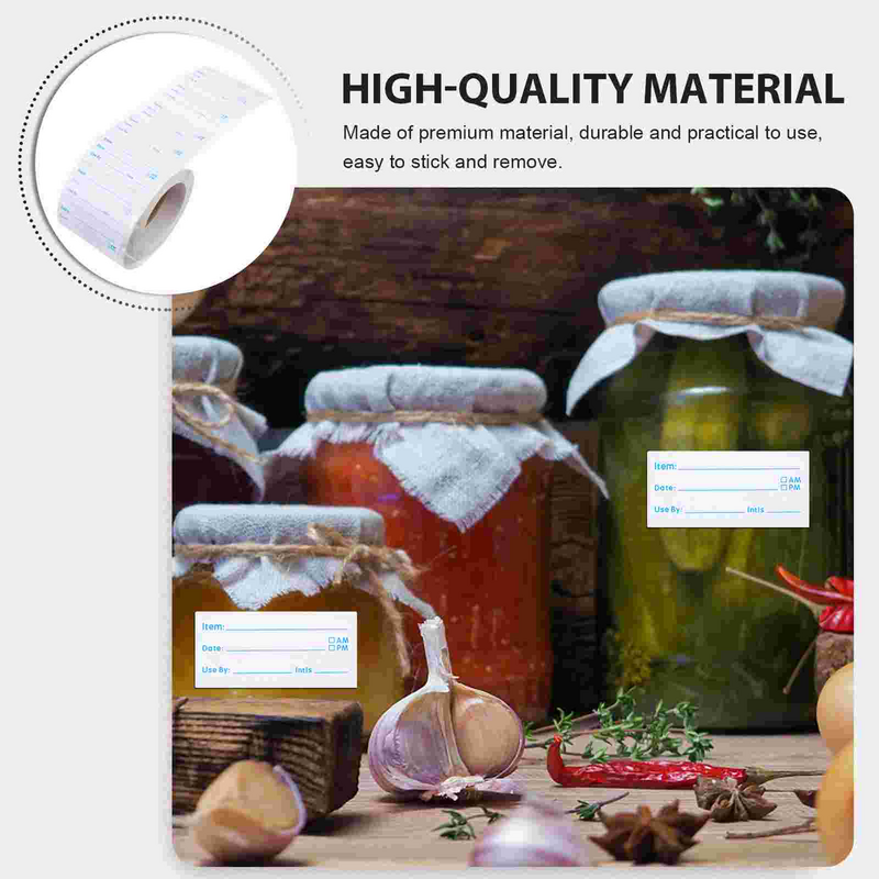 Etiqueta gravável adesivos para preparação de refeições, sem cola adesivo residual, sobras rotulagem, 1 rolo