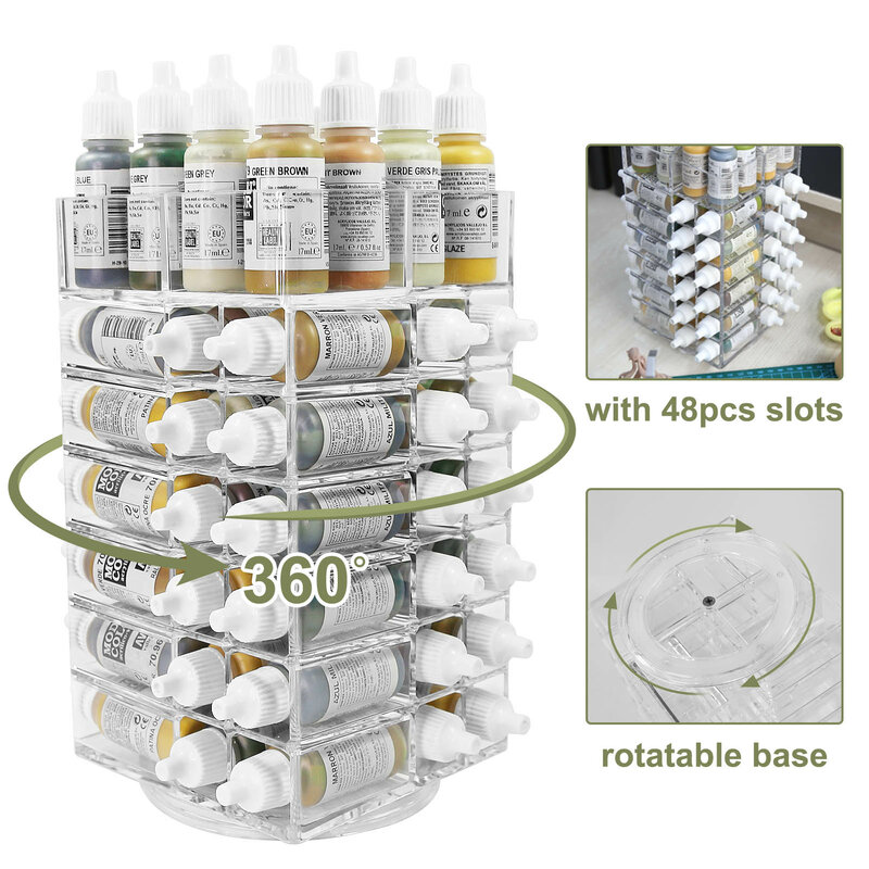 Evemodel-organizador de botellas de pigmentos, estante giratorio, soporte para pigmentos, SN02, 1 unidad