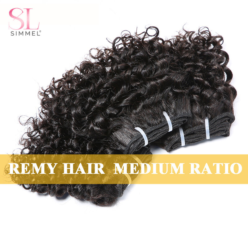 짧은 곱슬 머리 직조 번들 인도 레미 인간의 머리 확장 자연 블랙 브라운 컬러, 저렴한 도매 가격