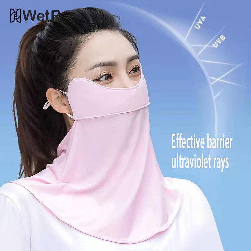 Outdoor lodowy jedwab maska przeciwsłoneczna kobiety lato anty-uv szybkoschnąca osłona na twarz szalik oddychająca ochrona szyi powiesić opaska na uszy