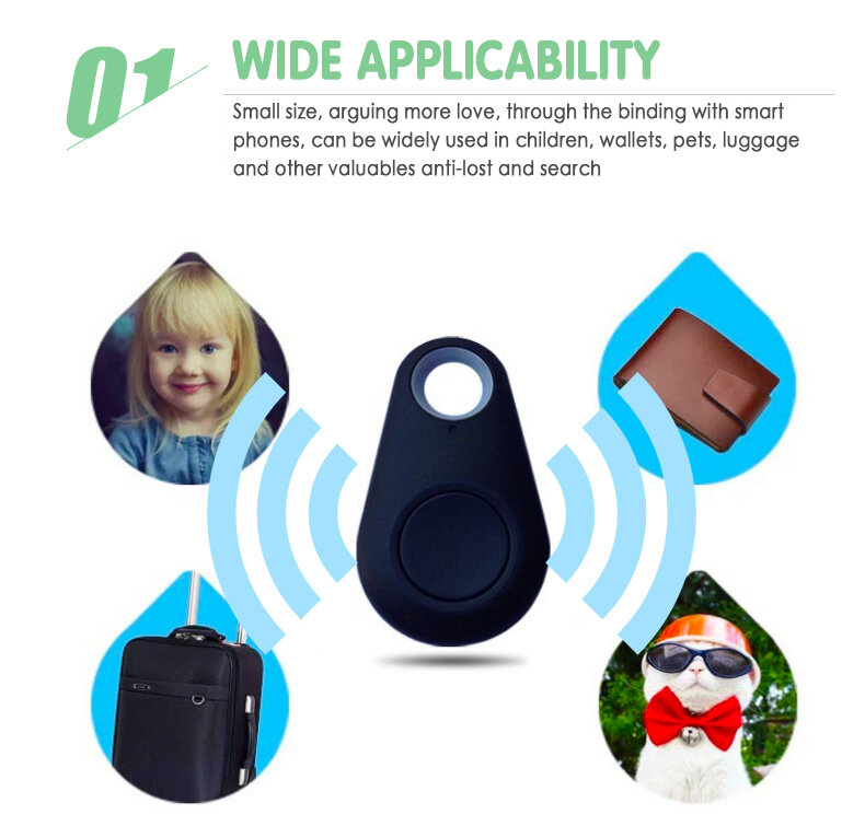 RYRA-미니 GPS 트래커, 모바일 블루투스 무선 로케이터, 애완 동물 키 트래커 파인더, 아이 가방 지갑, 펜던트 전자 로케이터