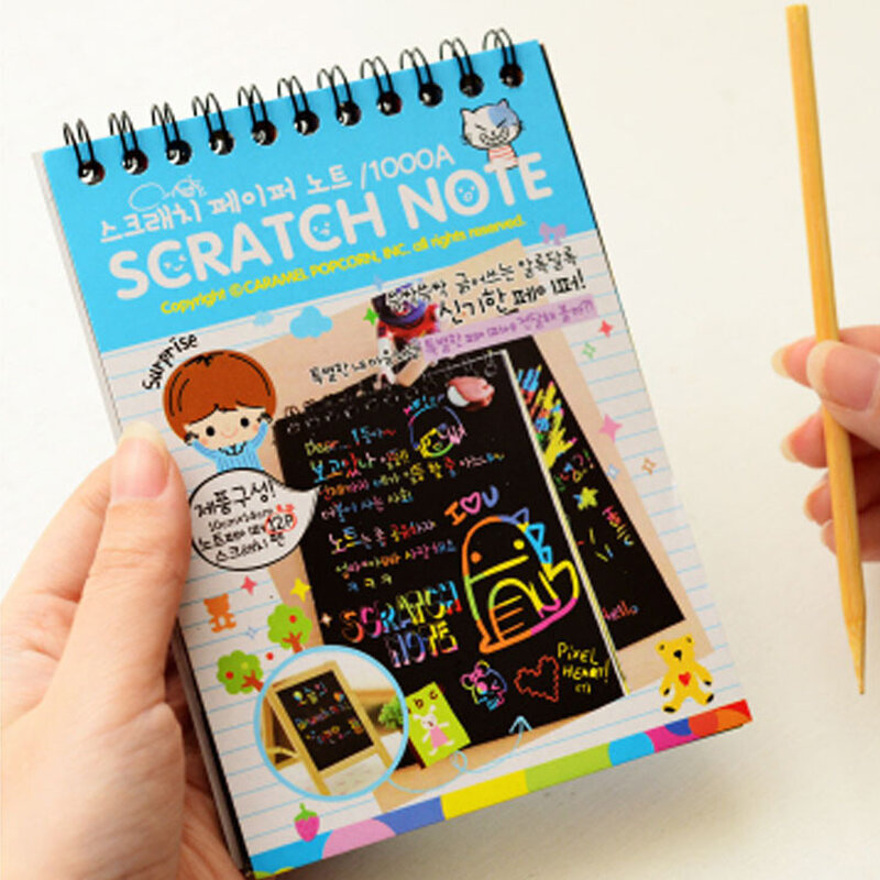 10 Page magiczne antystresowe kolorowanki dla dzieci dorosłe dzieci rysunki Scratch zeszyt czarny karton papierniczy