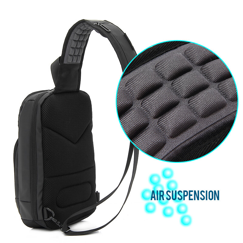KINGSLONG-mochila de un hombro para hombre, bolso de pecho multifuncional versátil, resistente al agua, con puerto USB, de viaje deportivo, 13,78 pulgadas
