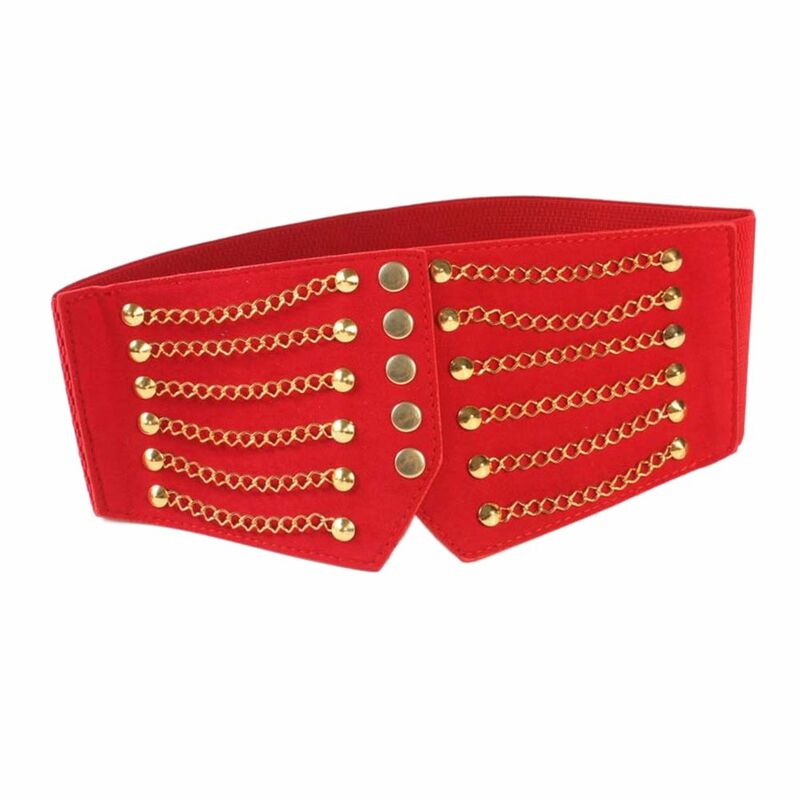 Simple Solid Color All-match Temperament Rivet Chain Adjustable Waistband Cummerbund Female Waist Belt Corset Belt