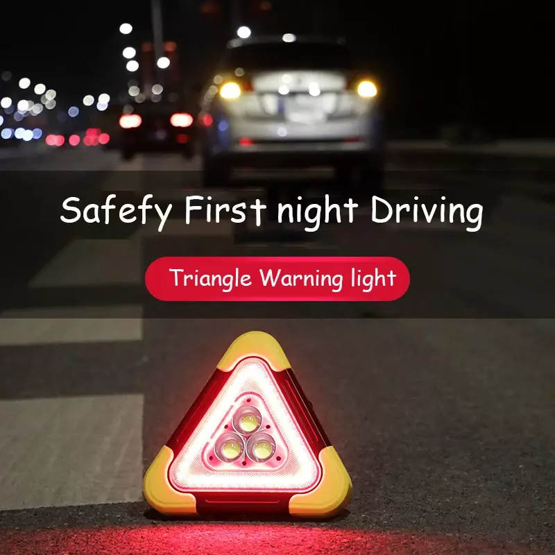 Luz de advertência do triângulo do carro, portátil, a pilhas, tráfego de emergência, reconhecimento do sinal, barreira Breakdown Alarm Lamp, luz de advertência
