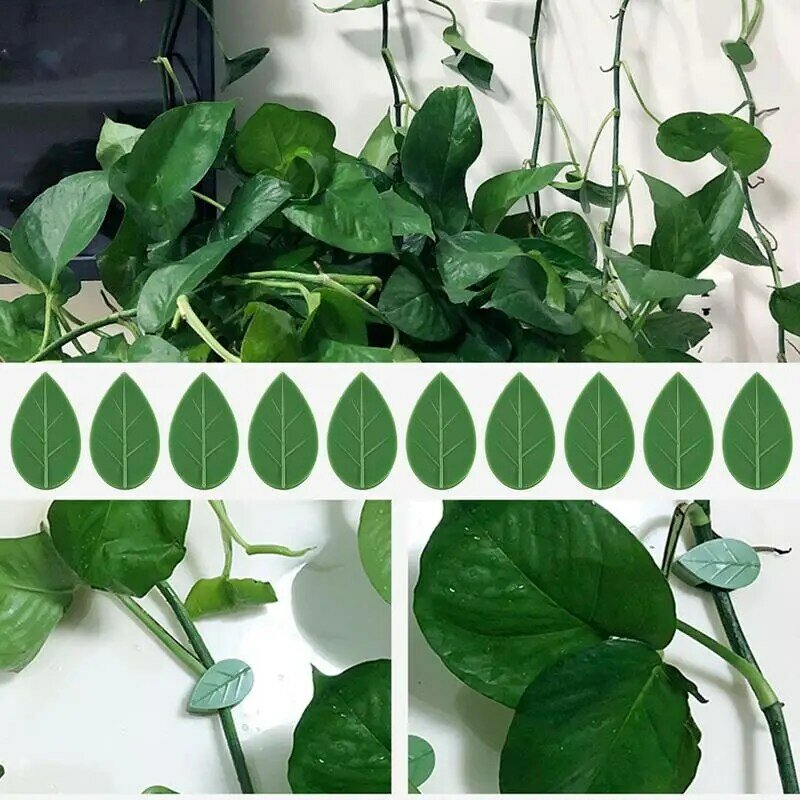 Invisible Vines Clip 10PCS Invisible Self-Adhesive Wall Vines Clips Green Vines Clip For Gardens Yards Stores Leaf Shape Clip