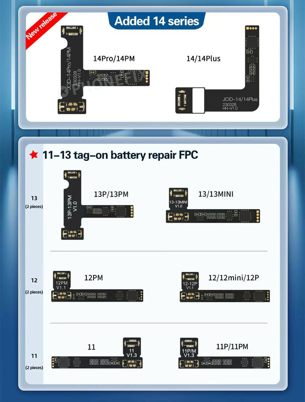 JC V1S V1SE kabel fleksibel papan perbaikan baterai tidak asli untuk iPhone 11 12 13 14 15 Pop up baterai perbaikan Kesehatan Peringatan baterai tidak asli