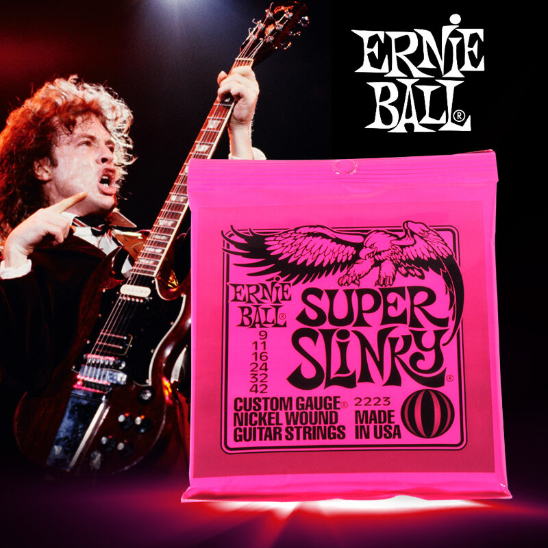 Ernie Ball-Cobalt Slinky cordas de guitarra elétrica, ferida de níquel, 6 cordas, acessórios de guitarra elétrica, 2220, 2221, 2222