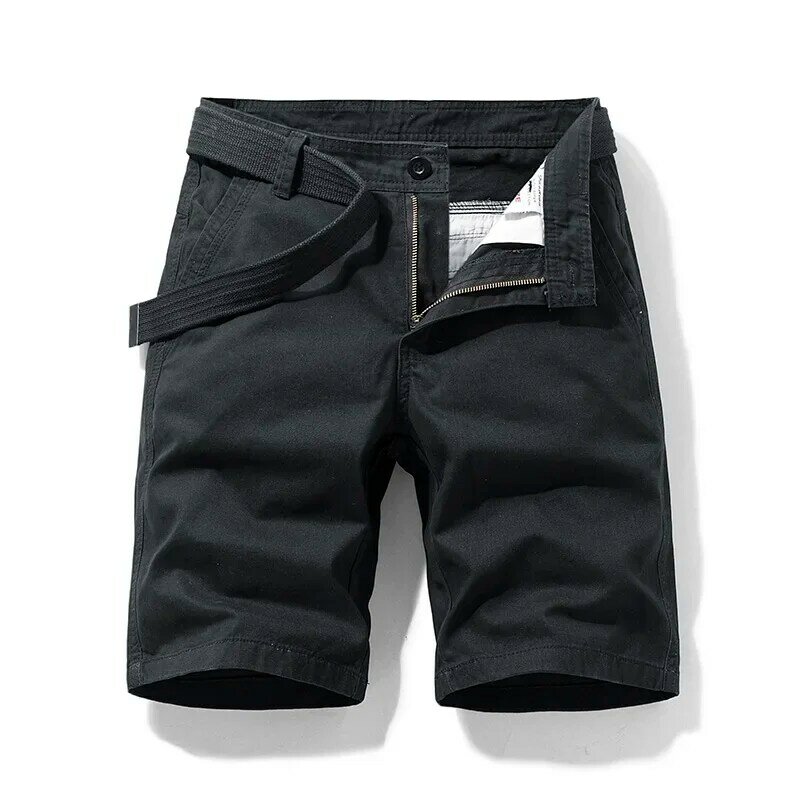 Pantalones cortos de algodón con bolsillos para hombre, Shorts tácticos transpirables para exteriores, color caqui sólido, Verano
