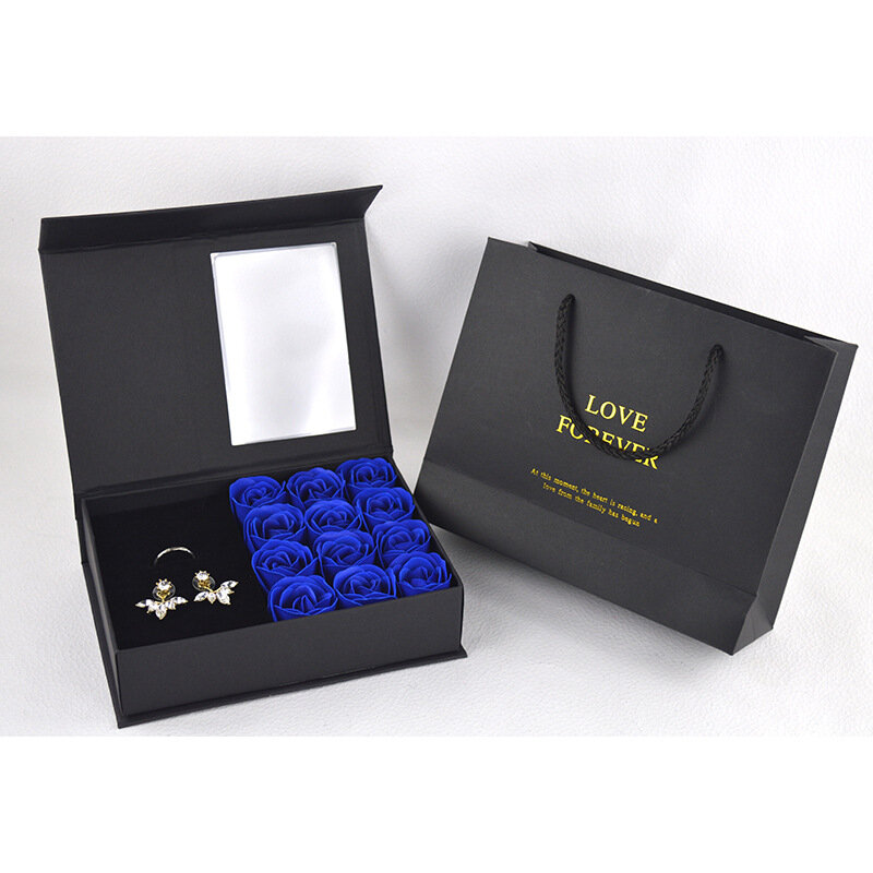 Baru Sabun Bunga Mawar Kotak Perhiasan untuk Pacar Ibu Natal Valentine Hari Ibu Pesta Ulang Tahun Portabel Hadiah Tas Kemasan