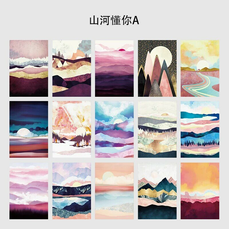 Ins montanha rio paisagem arte postais criativo colorido decoratiove cartão quarto fundo da parede adesivo foto adereços 15 folhas