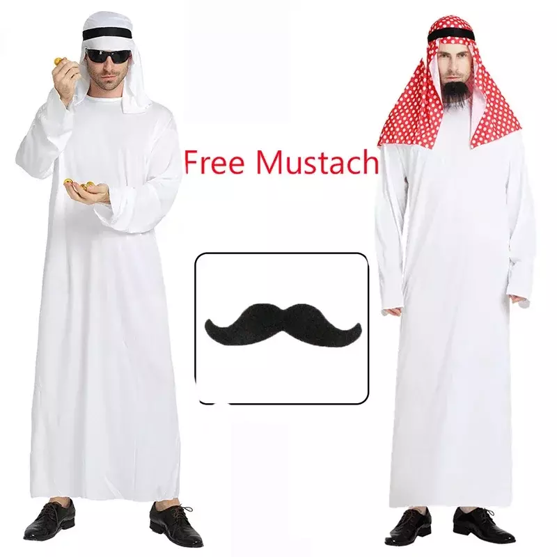 Volwassen Heren Arabische Sjeik Fancy Dress Kostuum Halloween Kostuum Voor Mannen Arabische Halloween Purim Carnaval Cosplay Outfits