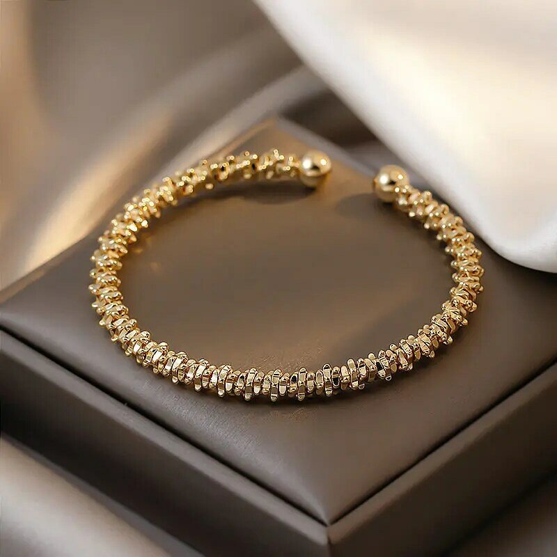 Pulseira aberta liga de ouro jóias pulseiras para mulher coreano pulseiras acessórios de moda high-end novo design na moda meninas pulseiras