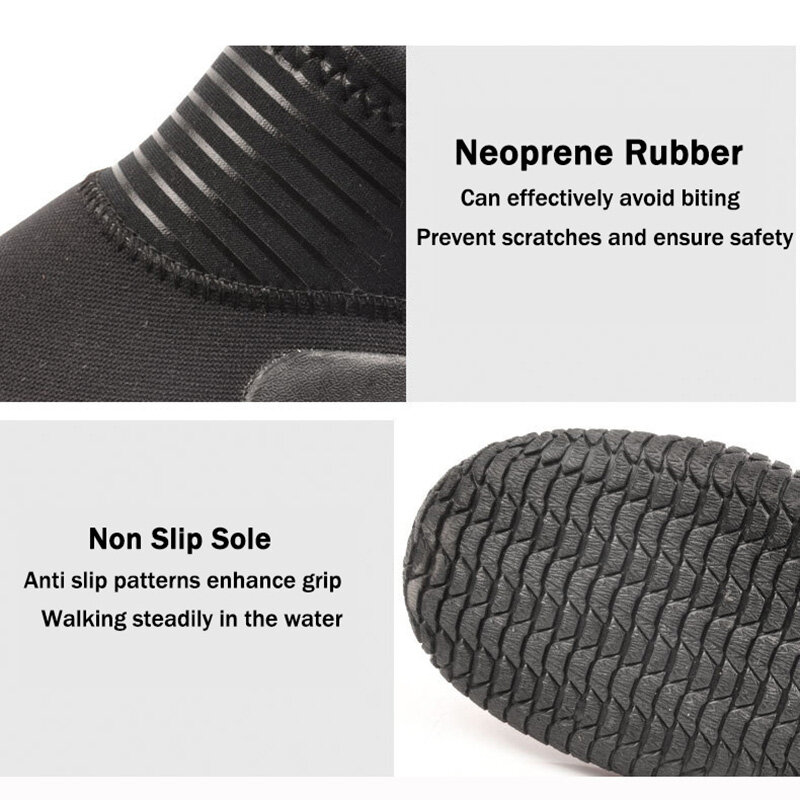YonSub 3MM Neoprene Diving Shoes for Kid Adult Size 30-47 Quick Lace Thickened Soft Soles Snorkeling Shoes Beach Water Shoes