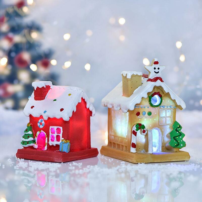 DIY 크리스마스 하우스 장식품 시뮬레이션 미니어처 수공예 조명, 크리스마스 휴일 파티 장식, 신제품