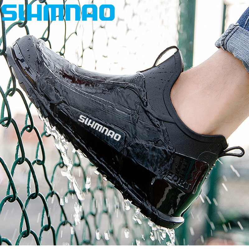 รองเท้ายางตกปลาสำหรับผู้ชายรองเท้ากีฬากลางแจ้งล้างรถกันลื่นรองเท้ายางกันฝนกันสึกหรอฤดูร้อน