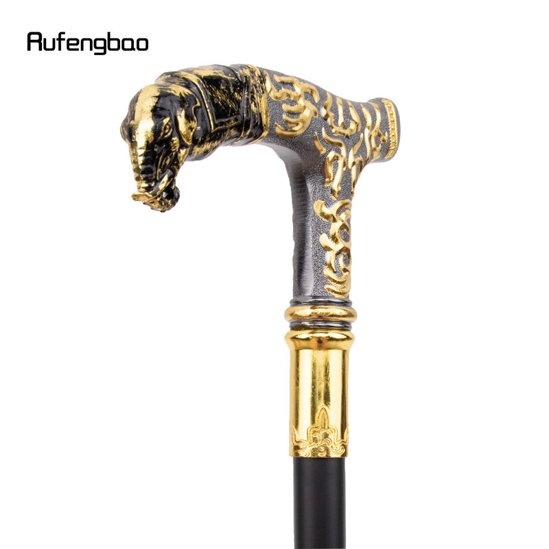 Golden Black Elephant Handle Luxury Pattern Walking Stick Party Fashion Elegant Walking Stick Decorative Cane Knob Crosier 90cm