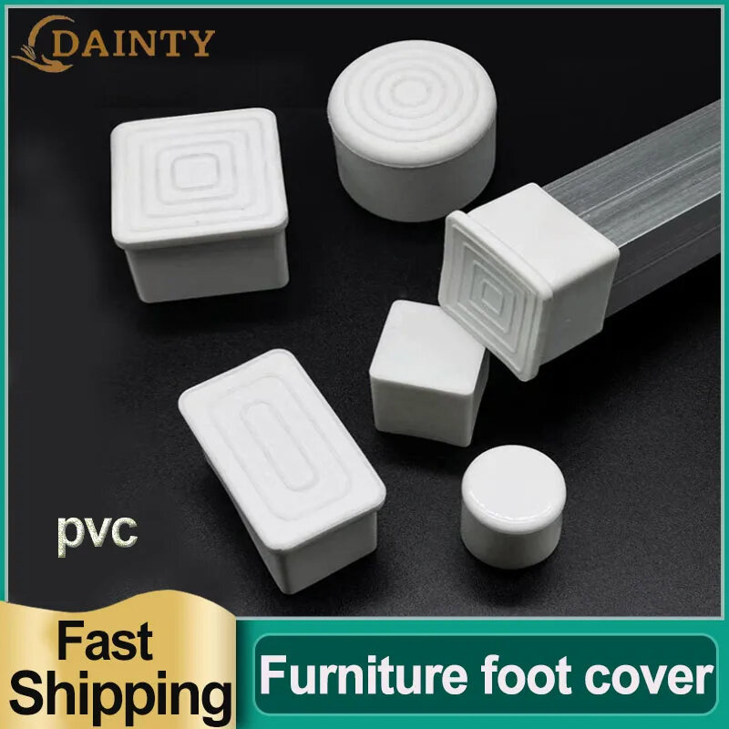 Tapas de PVC para patas de muebles, cubiertas de extremo de mesa, tapón de tubo, cubierta protectora antideslizante, color blanco, 2-8 piezas