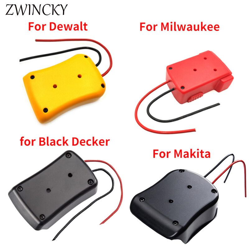 Adaptador de batería para Makita, Bosch, Milwaukee, Dewalt, Black, Decker, Ryobi, de 18V conector de alimentación, soporte de muelle, 14 cables Awg