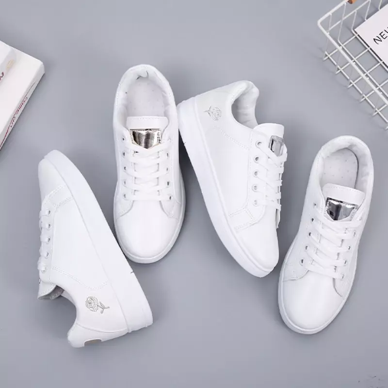 Women Shoes 2024 Lace-Up Casual Sneakers  Running Spring Autumn Fashion White Breathable Embroidered Flower Zapatos De Mujer