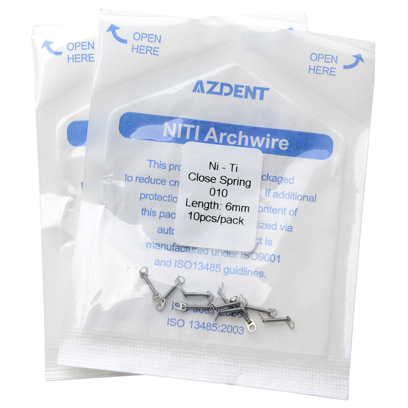 AZDENT-resorte de bobina de cierre de ortodoncia Dental, par de dientes frontales Niti, 1 paquete
