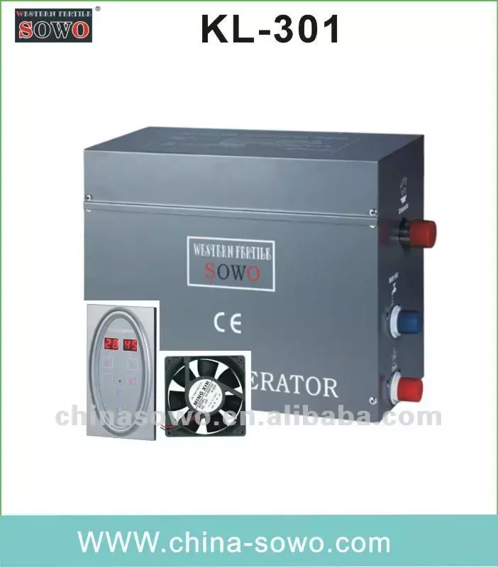 SOWO 6KW CE certificated aesthetic wet steam bath small powered generator machine with KL-301 controller for sauna steam room