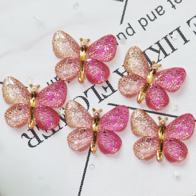 40Pcs Multicolored Beautiful Butterflies Resin Scrapbooking Embellishments Flat Back DIY Art Projects Craft Making