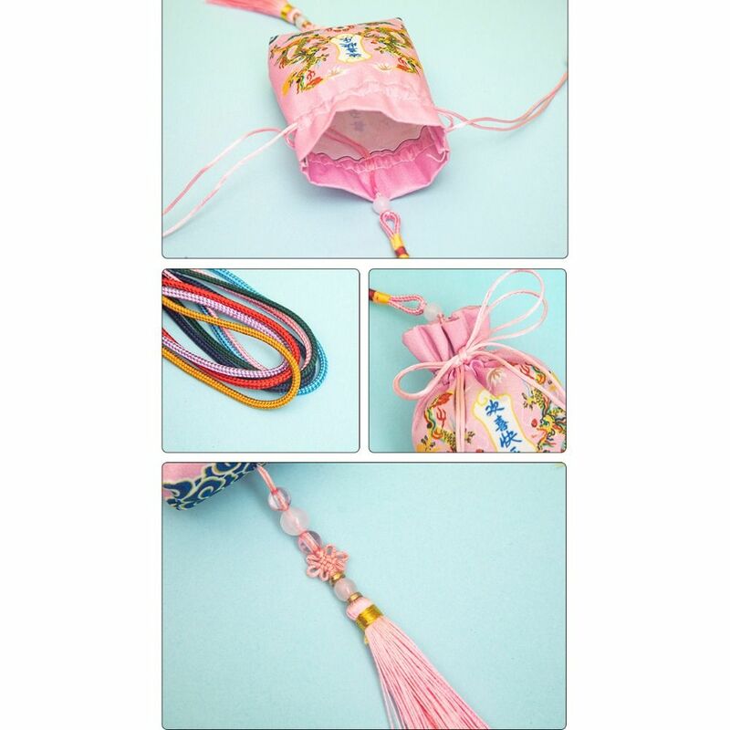 New Year Lucky Bag Dragon Year Cloth Sachet for Filled Fragrant Herbs Printing Bundle Pocket Tassel Small Pouch Hanging