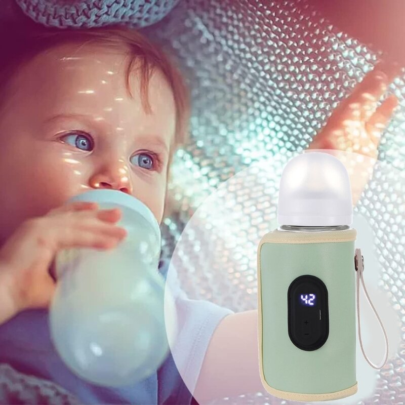 Funda para biberón lactancia para bebé, calentador portátil para biberón con pantalla Digital