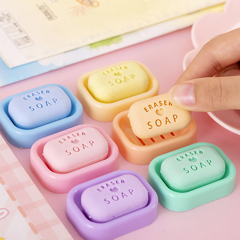Cute Soap Erasers Student Stationery Girls Candy Color Rubber Cute School Supplies Mini Pencil Eraser Teacher Gift