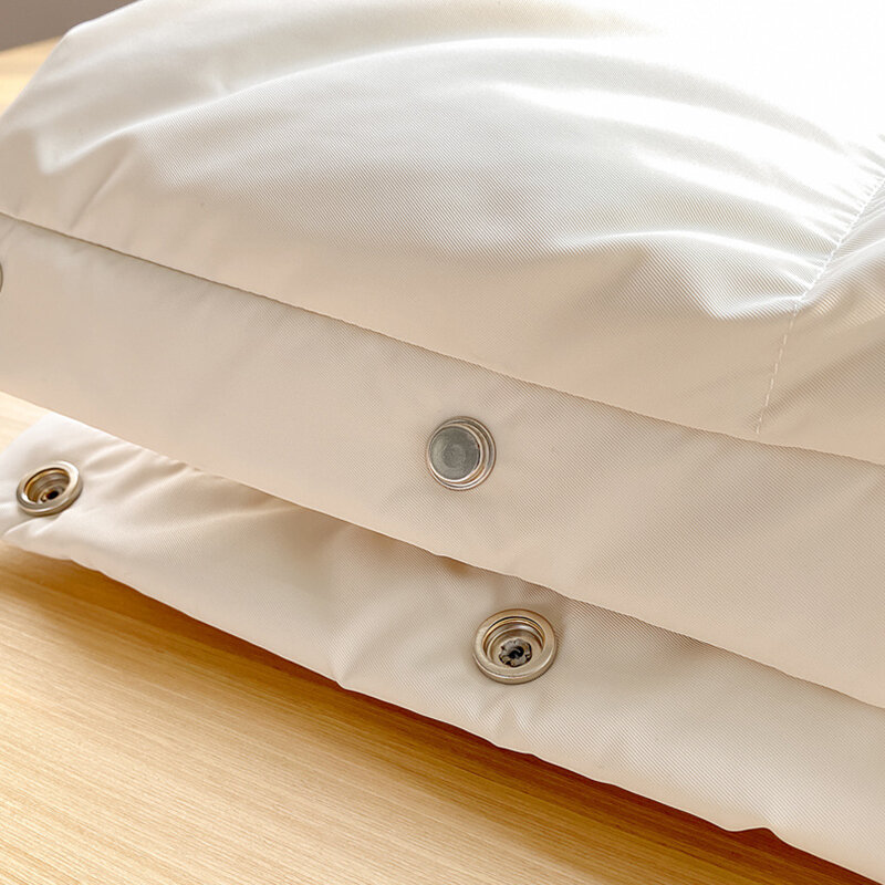 Mantel Bulu Angsa Putih 90 "Mantel Saku Panjang Tetap Hangat Tebal Wanita Jaket Bulu Santai Mode Warna Solid Berkerudung Baru