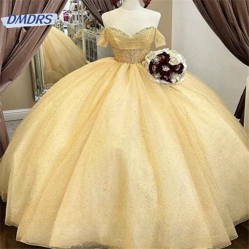 Romantic Sweetheart Neck Quinceanera Dress Party Gown Charming 3D Appliqué of Princess Beads Crystal Off The Shoulder For 16 Yea