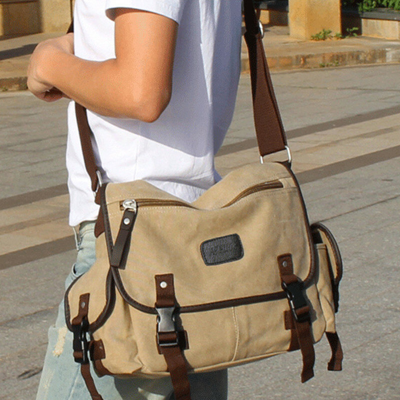 Bandolera de lona de alta capacidad para hombre, bolso cruzado informal, bolso de hombro de viaje multifunción, moda masculina